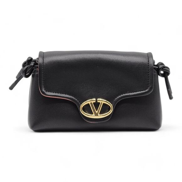 Valentino Garavani Handbags - Valentino Mini VLOGO East/West Shoulder Bag - Leather - Black - Runway $1650